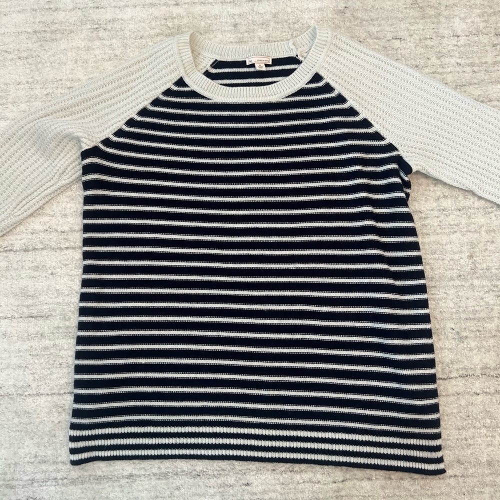 GAP Navy and White Striped Knit Sweater